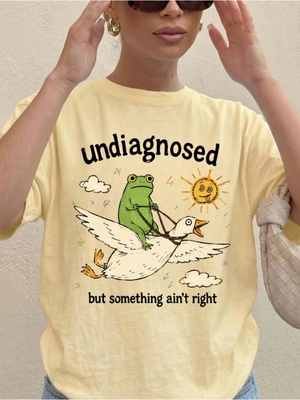 Comfort Colors Frog Riding Duck  Undiagnosed Meme Funny Graphic Tee